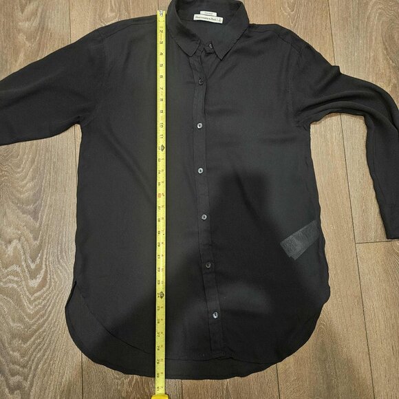 Abercrombie & Fitch Black Sheer Long Sleeve Button Up Shirt Oversized Size S - Picture 10 of 10